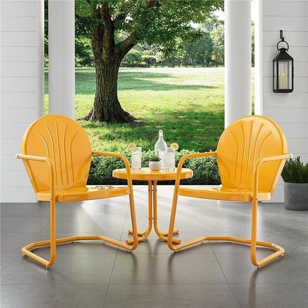 Crosley Crosley KO10004TG 3 Piece Griffith Metal Outdoor Conversation Seating Set - Tangerine KO10004TG